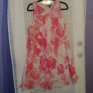 Pink A Line Floral Print 16w Cocktail Dress